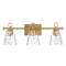 Hello Honey® Imogen Brushed Gold Metal & Hammered Water Glass 3-Light Vanity Light